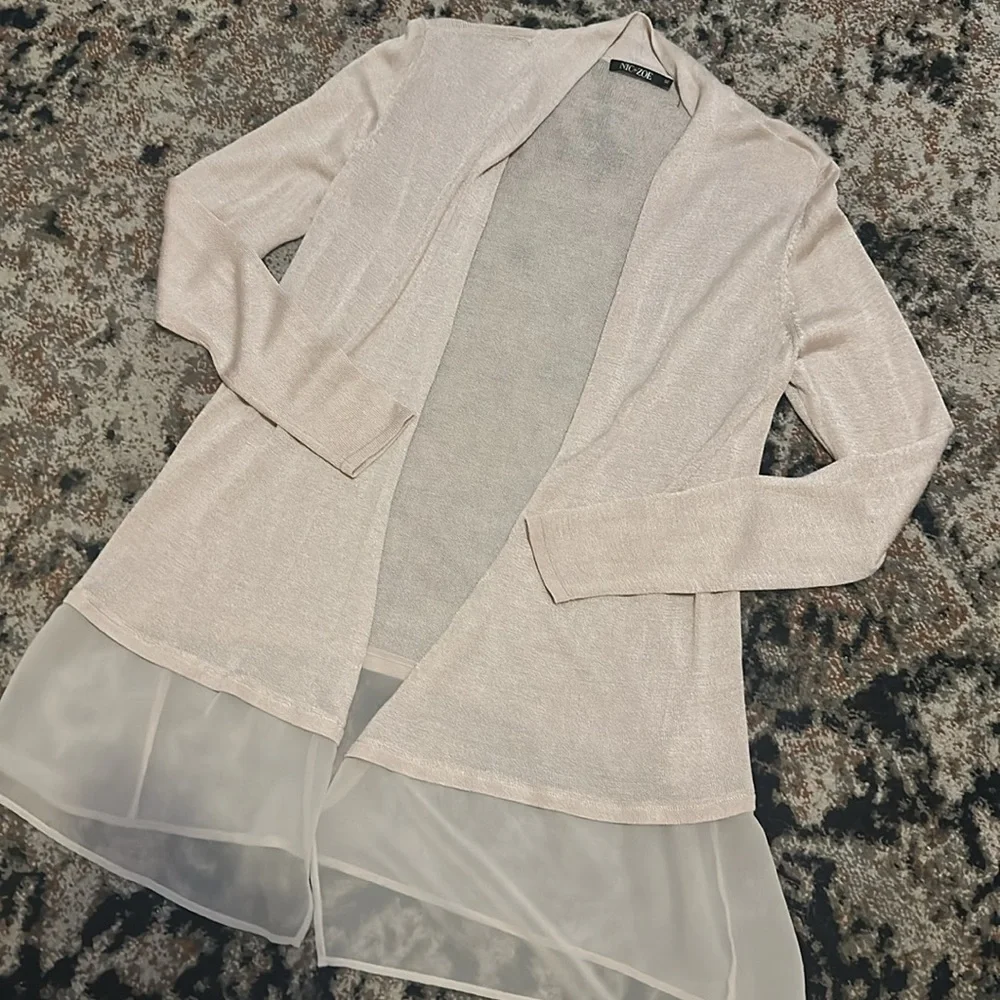 NWOT. Nic+Zoe Elegant Cream featherlight thin Sweater Cardigan. size XS. Silk. - Picture 4 of 6